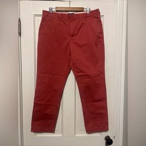Mens J. Crew 770 Red Pink Khaki Broken In Chino Pants 19488 Size 36 X 30